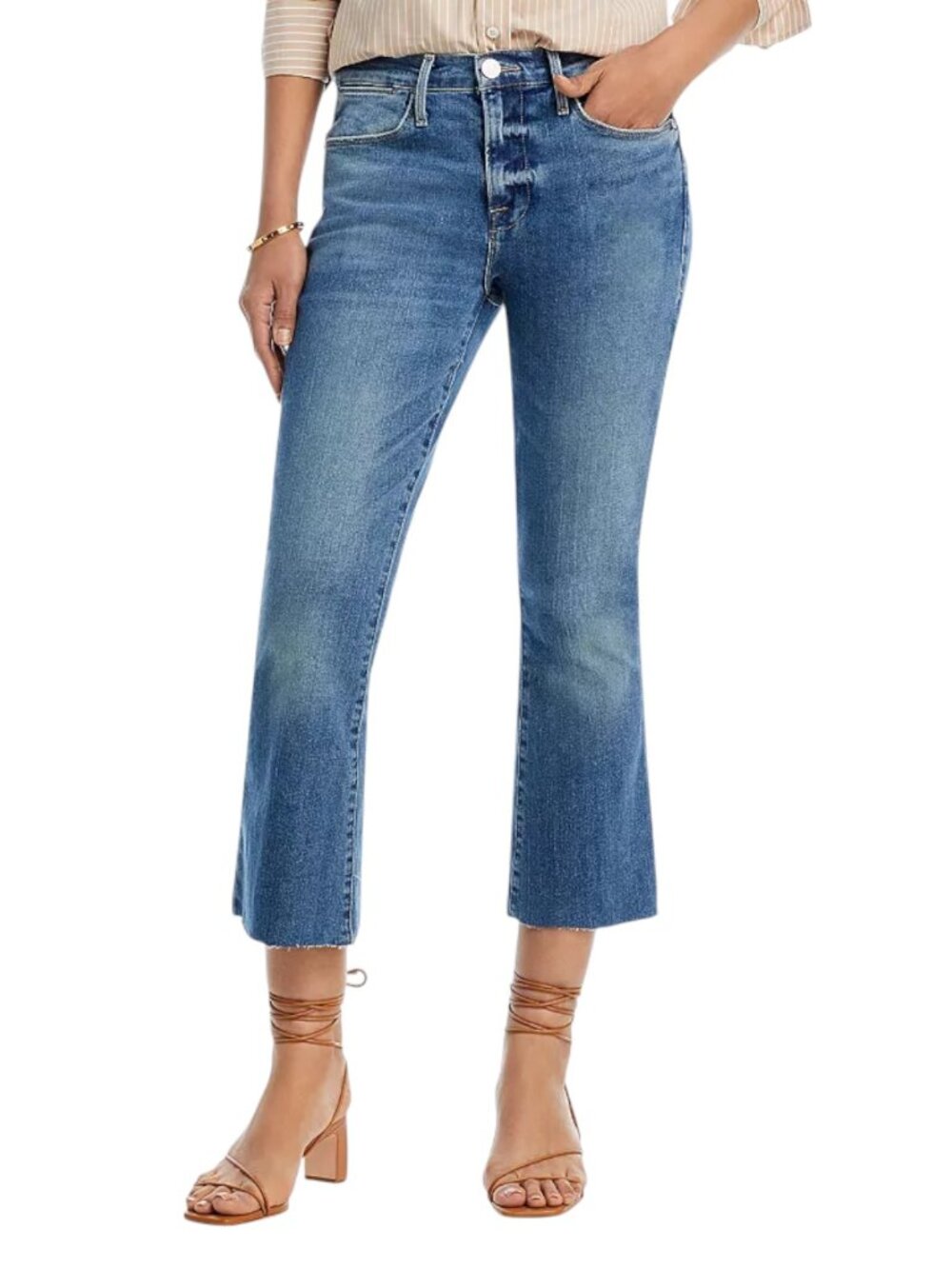 FRAME Le Crop Mini Bootcut Jeans w/ Raw Hem - Cairo Wash – Size 28